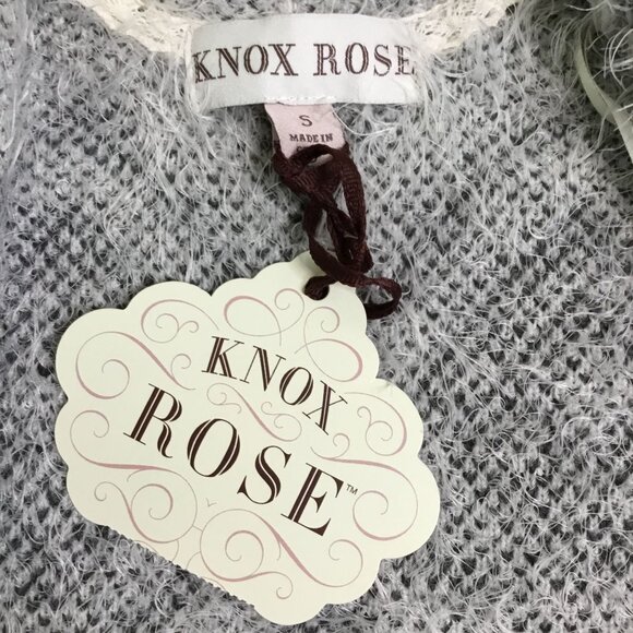 KNOX ROSE Fuzzy Aztec Cardigan Sweater S Gray White Soft Boho Nordic Cozy Knit - Picture 5 of 8